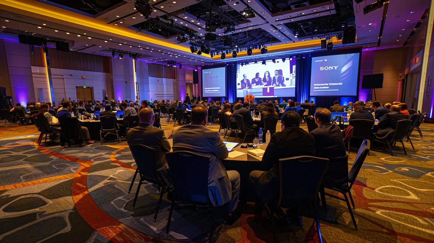 a vibrant conference room filled with engaged federal employees seated around a polished table, actively participating in a dynamic workshop, illuminated by bright overhead lights and flanked by modern technology displays, emphasizing a commitment to professional growth and leadership development.